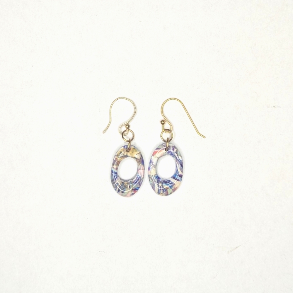 Blue Gold And White Earrings - Picture 11 of 11